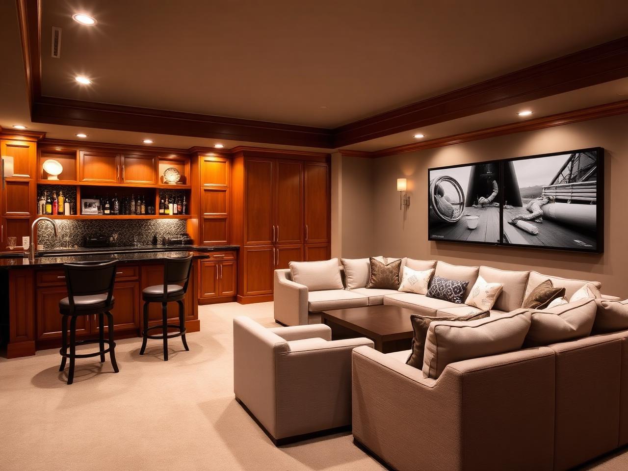 Lower-Level Lounge basement & rec room design